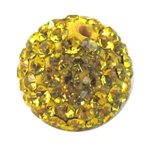 round Fimo Beads pave rhinestone, lemon-yellow, 10mm dia [RBCH185-10MM]