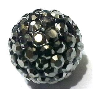 round Fimo Beads pave rhinestone, black, 12mm dia [RBCH198-12MM]