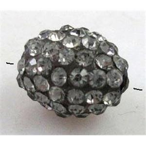 Resin bead pave rhinestone, oval, grey, 10x12mm, 2mm hole [RBCH205]