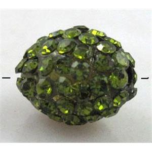 Resin bead pave rhinestone, oval, olive, 10x12mm, 2mm hole [RBCH208]