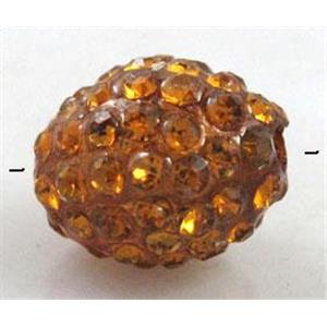 Resin bead pave rhinestone, oval, tiger yellow, 10x12mm, 2mm hole [RBCH209]