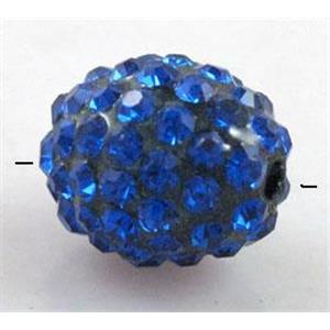 Resin bead pave rhinestone, oval, rich blue, 10x12mm, 2mm hole [RBCH210]