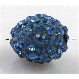 Resin bead pave rhinestone, oval, blue, 10x12mm, 2mm hole [RBCH215]