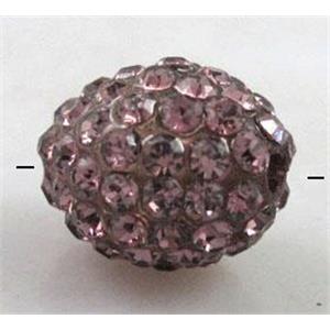 Resin bead pave rhinestone, oval, light purple, 10x12mm, 2mm hole [RBCH216]