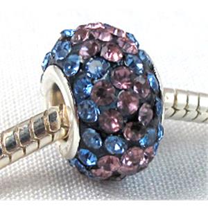 acrylic bead with middle east rhinestone, 10x15mm, 5mm hole [RBCH27]