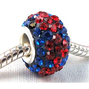 acrylic bead with middle east rhinestone, 10x15mm, 5mm hole [RBCH31]