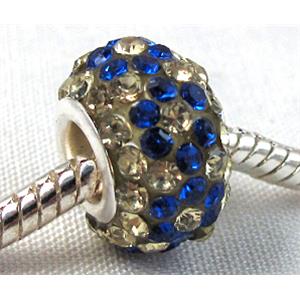 acrylic bead with middle east rhinestone, 10x15mm, 5mm hole [RBCH33]