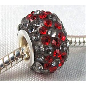 Acrylic Beads Pave Rhinestone Rondelle Large Hole, 10x15mm, 5mm hole [RBCH35]