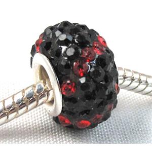 Acrylic Beads Pave Rhinestone Rondelle Large Hole, 10x15mm, 5mm hole [RBCH36]