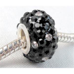 Acrylic Beads Pave Rhinestone Rondelle Large Hole, 10x15mm, 5mm hole [RBCH37]