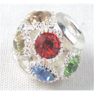 copper Bead with middle-east rhinestone, mixed, 14mm dia, 5mm hole [RBCH40]