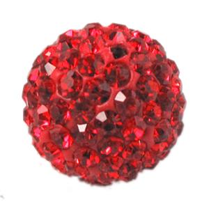 beads paved mid-east rhinestone, fimo polymer clay based, red, 8mm dia, 1mm hole [RBCH42-8MM]