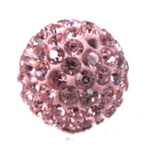 beads paved mid-east rhinestone, polymer clay based, pink, 12mm dia, 1mm hole [RBCH44-12MM]
