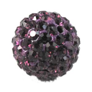 Round Clay Beads Pave Rhinestone Purple, 12mm dia, 1mm hole [RBCH46-12MM]