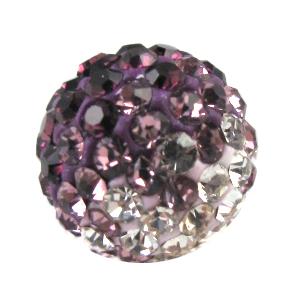 fimo beads with middle east rhinestone, purple, 12mm dia, 1.8mm hole [RBCH51-12MM]