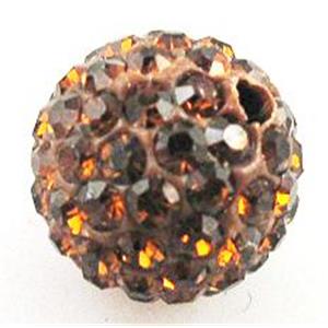 fimo beads with middle east rhinestone, coffee, 8mm dia [RBCH54-8MM]