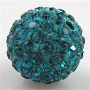 fimo beads with middle east rhinestone, peacock-blue, 6mm dia [RBCH55-6MM]