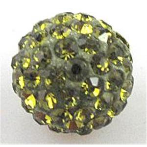 fimo beads with middle east rhinestone, olive, 8mm dia [RBCH59-8MM]