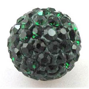 fimo beads with middle east rhinestone, peacock-green, 8mm dia [RBCH60-8MM]