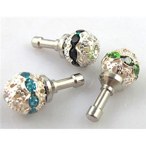 Earphone Jack Dust Cap Plug, fimo with mideast rhinestone, 10x22mm [RBCH97]