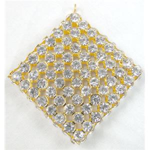 Middle East Rhinestone Pendant for earring, Square, gold plated, 38x38mm [RBPD10]
