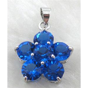 cluster Rhinestone pendant, Blue, 18mm dia [RBPD28C02]