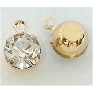 Rhinestone pendant bead, mideast rhinestone, gold, 6mm dia [RBPD36-6MM]