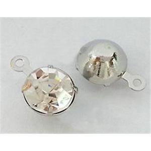Rhinestone pendant bead, mideast rhinestone, platinum plated, 4mm dia [RBPD37-4MM]