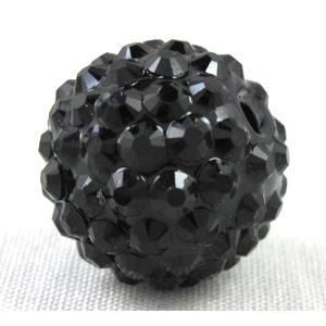 round crystal rhinestone bead, black, 12MM dia [RSBARB005-12MM]