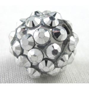 Round crystal rhinestone bead, platinum plated, 20MM dia [RSBARB009-20MM]