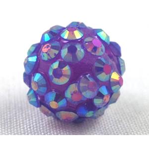 Round crystal rhinestone bead, purple AB color, 20MM dia [RSBARB010-20MM]