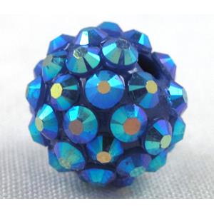 Round crystal rhinestone bead, blue AB color, 20MM dia [RSBARB011-20MM]