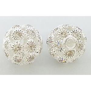 Round mideast rhinestone bead, silver, 14mm dia [RSBARB049]