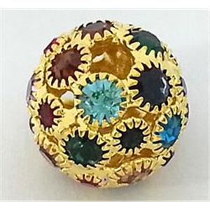 round mid-east Rhinestone Bead, gold, 14mm dia [RSBARB050]