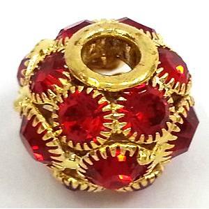 Round mideast rhinestone bead, gold, 20mm dia [RSBARB051]