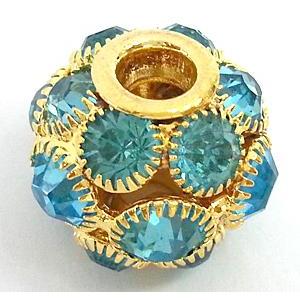 Round mideast rhinestone bead, gold, 20mm dia [RSBARB053]