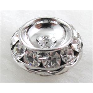 Clear Rondelles Middle East Rhinestone Beads with Platinum Plated, Nickel free, 15mm dia, 7mm thick [RSBARD16PP-15MM]