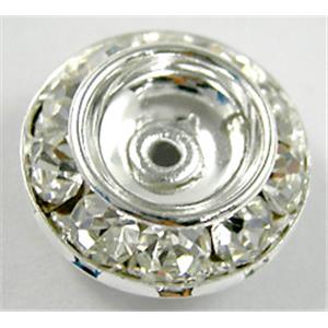 clear Middle East Rhinestone Beads, rondelle, silver plated, 15mm dia, 7mm thick [RSBARD16SP-15MM]