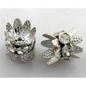 Rondelle Mideast Rhinestone Beads with bead-cap, platinum plated, 10mm dia [RSBARD42-10MM]