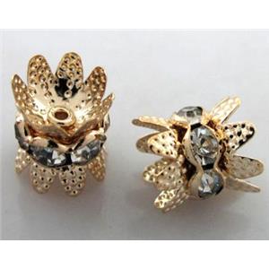 Rondelle Mideast Rhinestone Beads with bead-cap, red copper, 10mm dia [RSBARD43-10MM]