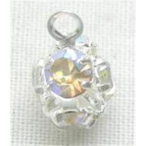 AB-Color Middle East Rhinestone Pendant, round ball, silver plated, 6mm dia [RSBARDB6MM004]