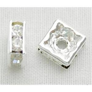 white square Middle East Rhinestone Beads, silver plated, 6x6mm [RSBASQ001]