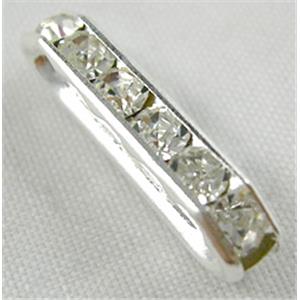 Silver Plated Clear Middle East Rhinestone Beads, Nickel Free, 6x21mm [RSBASQ012]