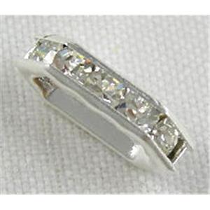 Silver Plated Clear Middle East Rhinestone Beads, Nickel Free, 4x11mm [RSBASQ013]