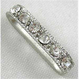 Silver Plated Clear Middle East Rhinestone alloy Beads, 6x20mm [RSBASQ015]