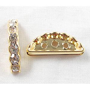 Clear Middle East Rhinestone Beads, Nickel Free, Gold Plated, 7x18mm [RSBASQ016GP]