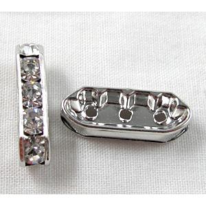Platinum Plated Clear Middle East Rhinestone Beads, 6x21mm [RSBASQ017PP]