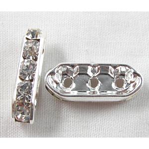 Silver Plated Clear Mideast Rhinestone Beads, 6x21mm [RSBASQ017SP]