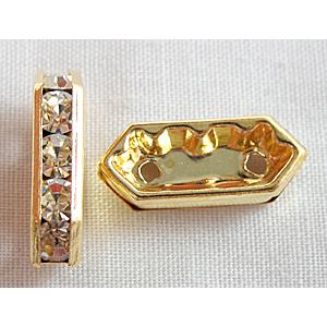 Gold Plated Clear Middle East Rhinestone Beads, 5x15mm [RSBASQ018GP]