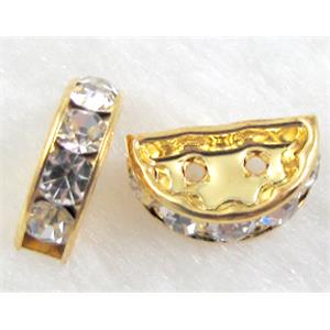 Nickel Free Gold Plated Clear Middle East Rhinestone Beads, 7x12mm [RSBASQ020GP]
